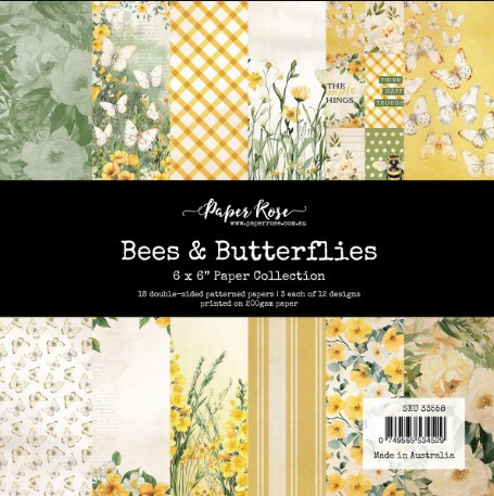 Paper Rose- 6x6" Paper Collection - Bees & Butterflies