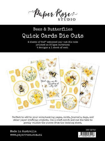 Paper Rose- 6x8" Quick Cards Die Cuts- Bees & Butterflies