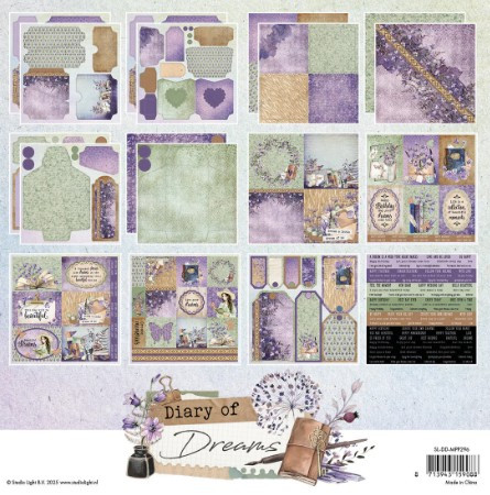 Studio Light- Diary of Dreams- 8x8 Paper Pad- Mixed Paper Pad