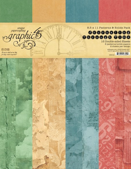 Graphic 45 8.5x11 Patterns & Solids Pack- Journaling Through Time