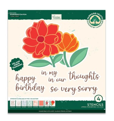 Couture Creations Gorgeous Dahlia Stencil Set 4pc