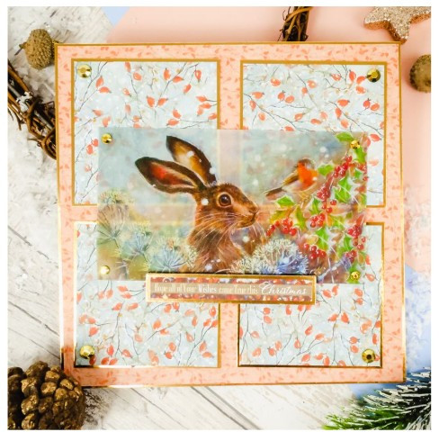 Hunkydory Meadow Hares At Wintertime Printed Parchment