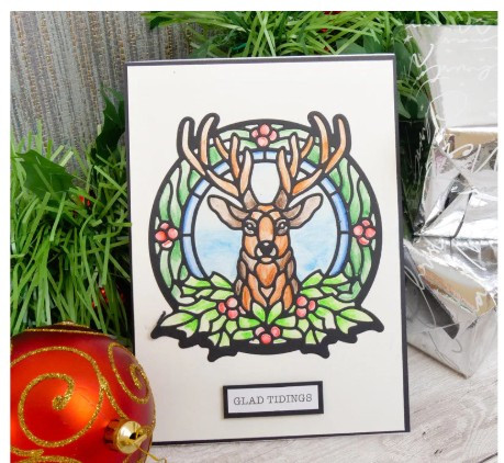 Hunkydory Moonstone Dies - Stained Glass Festive Reindeer