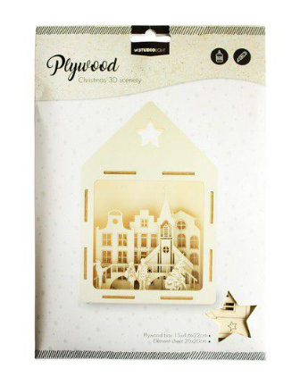 Studio Light- Plywood Christmas 3D Scenery 5.9x1.8x8.7in- City Shopping