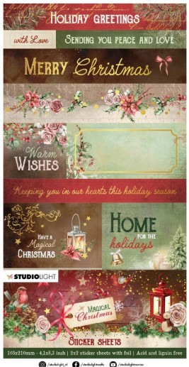 Studio Light- Sticker Sheets- 4 Sheets- Magical Christmas 105x210x2mm nr.13