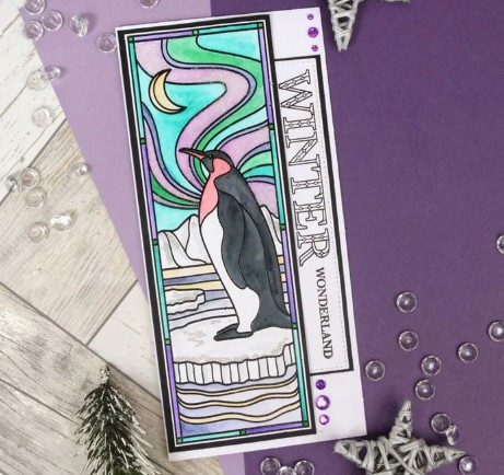 Hunkydory- For the Love of Stamps- A Stained Glass Christmas - Icy Penguin