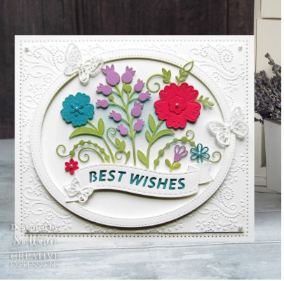 Creative Expressions- Sue Wilson- Banner Collection- Floral Wishes Craft Die