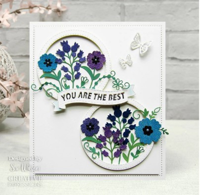 Creative Expressions- Sue Wilson- Banner Collection- Floral Wishes Craft Die