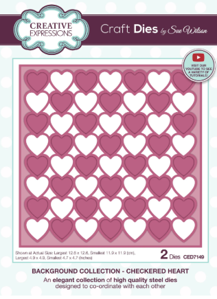 Creative Expressions- Sue Wilson- Background Collection- Checkered Heart Craft Die