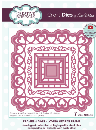 Creative Expressions- Sue Wilson- Frames & Tags Collection- Loving Hearts Frame Craft Die