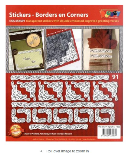 Doodey Transparent Embossed Stickers Corners Frames - Silver