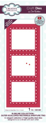 Creative Expressions- Sue Wilson- Slimline Collection- Outer Scalloped Rectangle Aperture Trio Craft Die