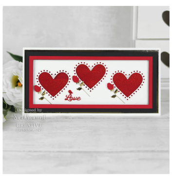 Creative Expressions- Sue Wilson- Slimline Collection- Decorative Heart Aperture Trio Craft Die