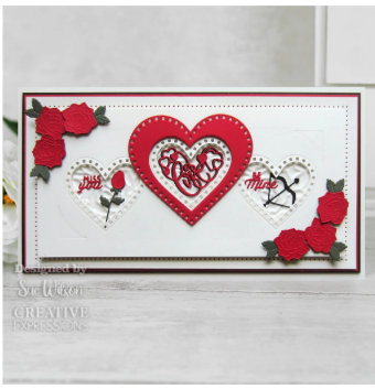 Creative Expressions- Sue Wilson- Slimline Collection- Decorative Heart Aperture Trio Craft Die