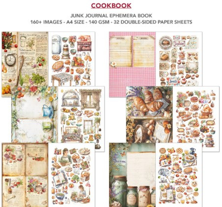 Ciao Bella- Junk Journal Ephemera Book A4- Cookbook