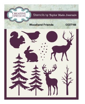 Creative Expressions- Taylor Made Journals- 6x6in Stencil -Woodland Friends