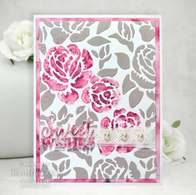Creative Expressions- Sam Poole- 6 in x 6 in Stencil- Roses In Tea Garden
