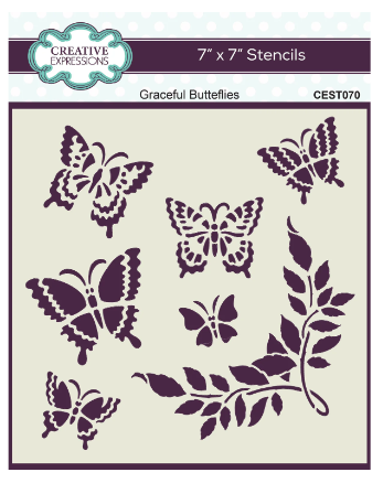Creative Expressions- 7 in x 7 in Stencil- Graceful Butterflies