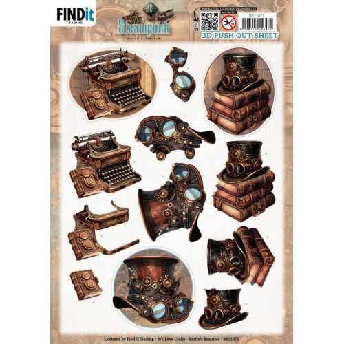 Find It Trading 3D DIE-Cut Push Out Sheet Steampunk Objects