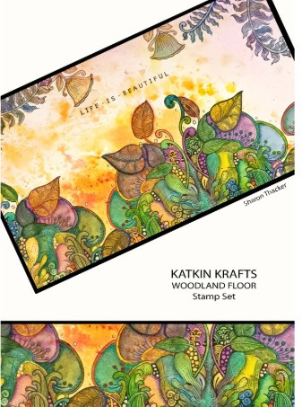 Katkin Krafts- 6 in x 8 in Clear Stamp Set- Woodland Floor