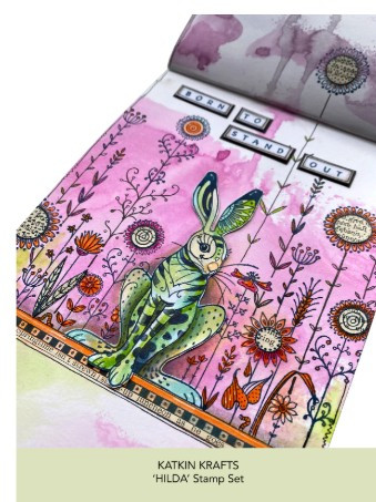 Katkin Krafts- 6 in x 8 in Clear Stamp Set- Hilda