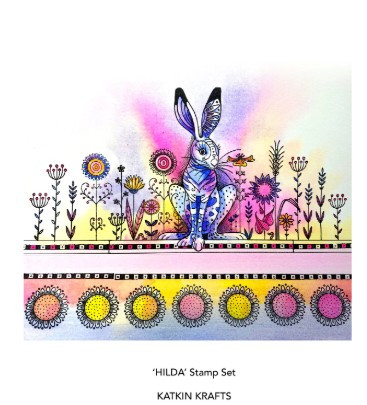 Katkin Krafts- 6 in x 8 in Clear Stamp Set- Hilda