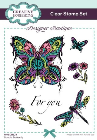 Creative Expressions- Designer Boutique A6 Clear Stamp Set- Doodle Butterfly