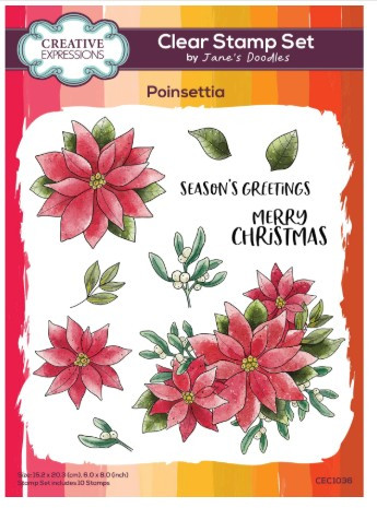 Creative Expressions- Jane's Doodles A5 Clear Stamp Set- Poinsettia