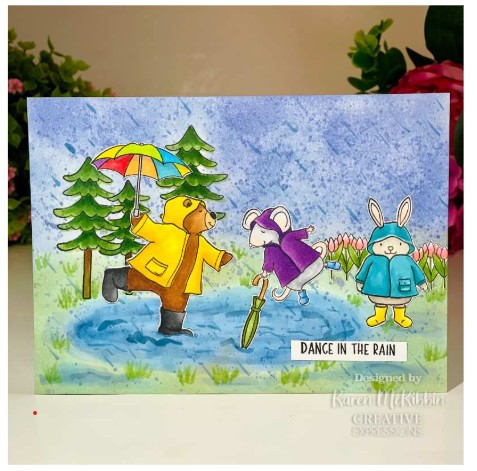 Creative Expressions- Jane's Doodles A6 Clear Stamp Set- Dancing In The Rain