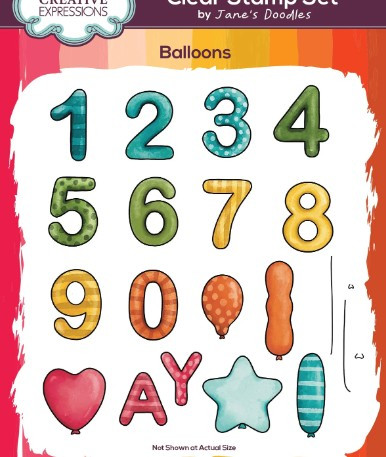 Creative Expressions- Jane's Doodles A5 Clear Stamp Set- Balloons