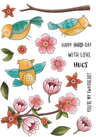 Creative Expressions- Jane's Doodles A5 Clear Stamp Set- Birdsong Blooms