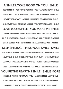 Creative Expressions- A5 Wordies Sentiment Sheets - Smile 4 Pk