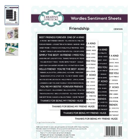 Creative Expressions- A5 Wordies Sentiment Sheets- Friendship Pk 4