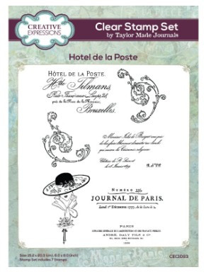 Creative Expressions- Taylor Made Journals A5 Clear Stamp Set- Hotel de la Poste