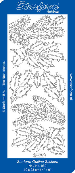Starform CHRISTMAS BRANCHES 969 SILVER Peel Stickers OUTLINE