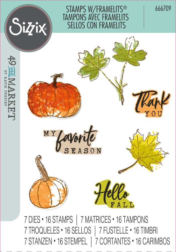 Sizzix and 49 and Market Pencil Line Harvest Stamps with Framelits