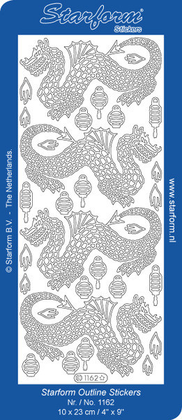 Starform ASIAN DRAGON 1162 GOLD Peel Stickers OUTLINE ORIENTAL