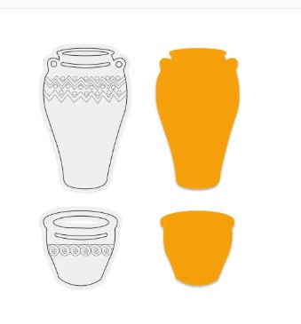 Couture Creations - Mini Stamp & Die Set- Earthy Delights- Decorative Pots Boho