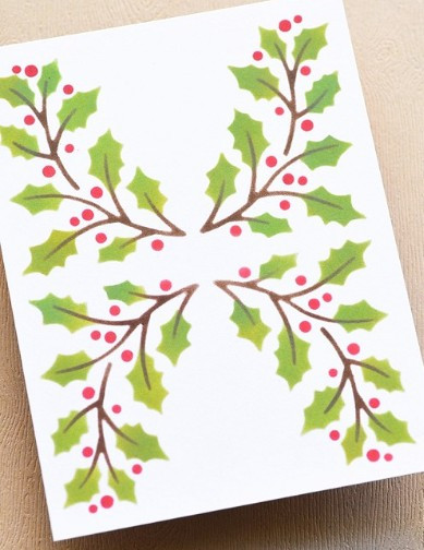 Memory Box Holly and Branches Stencil Set