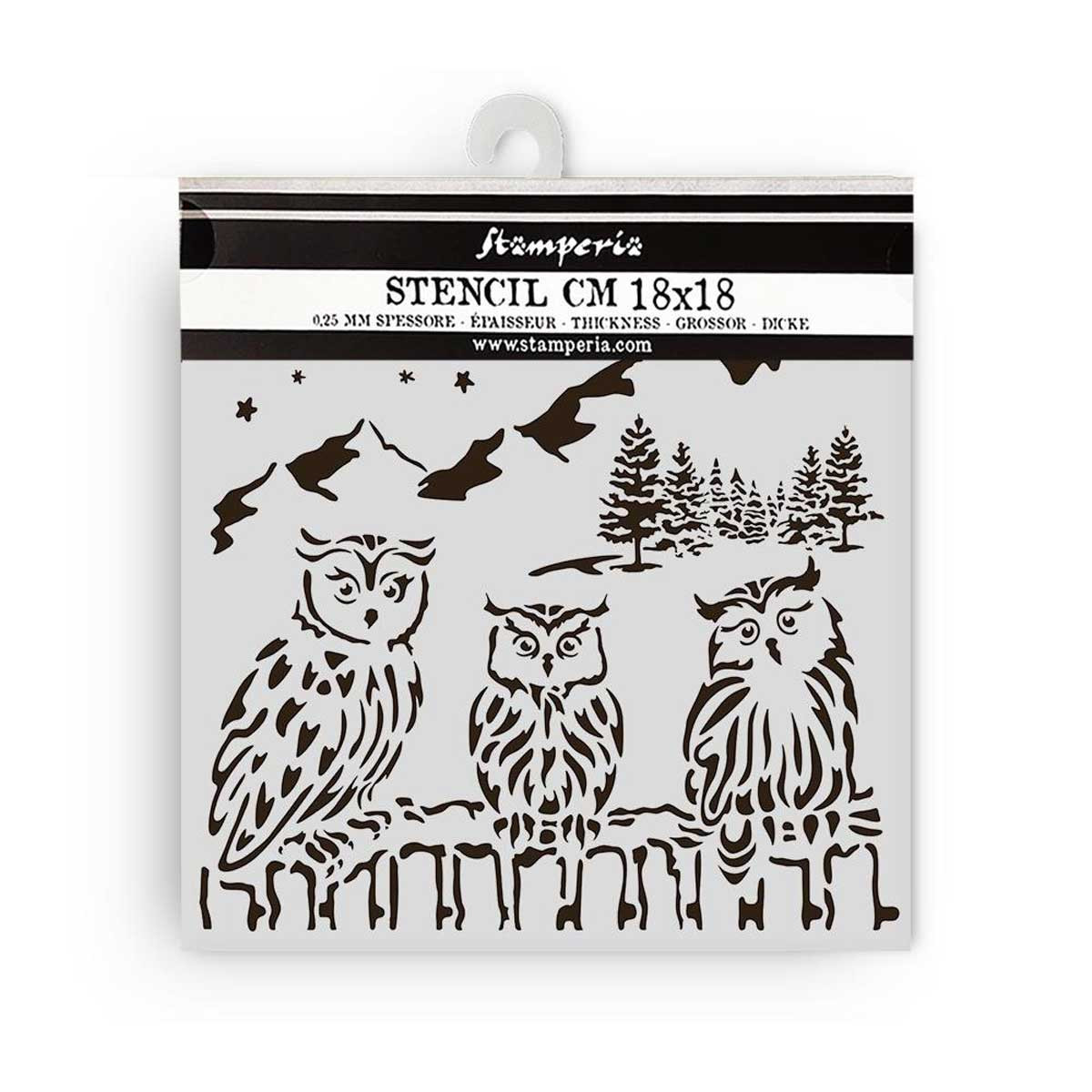 Stamperia Mix Media Stencil- The Owl's House Owls Srencil