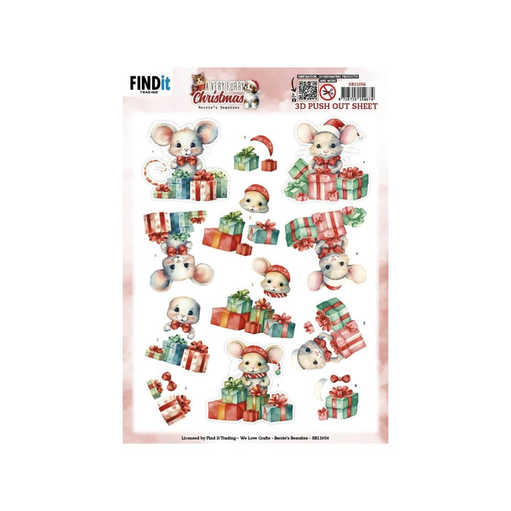 Find It Trading 3D Pushout Sheet - Berries Beauties - A Very Furry Christmas - Mice