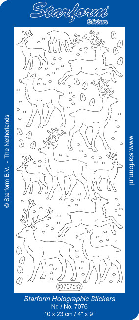 Starform Reindeer Glitter TRANS Gold Stickers N7076 Outline Peel