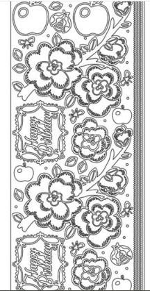 Peel-Offs  4513 B Flowers Marie Eve Outline Peel Stickers 4513 Black