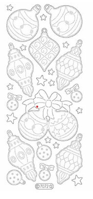 Starform Deco Stickers - Christmas Balls Transparent Glitter Silver Peel Stickers
