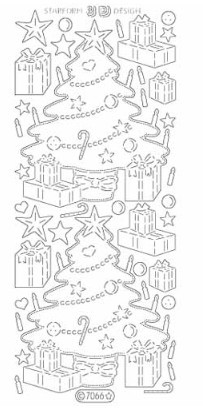 Starform Deco Stickers Christmas Tree Transparent Glitter Silver Peel Off 7066TGS