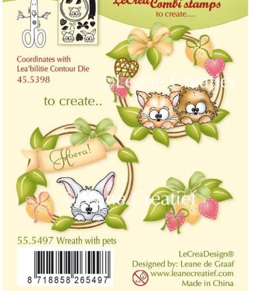 Leane Creatief- Clear Stamp- Wreath with Pets 55.5497
