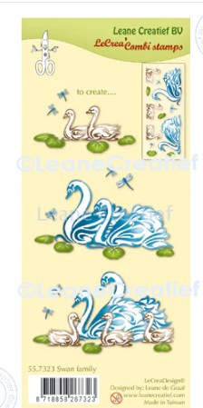Leane Creatief- Clear Stamp- Swan Family 55.7323