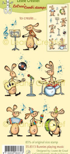 Leane Creatief- Clear Stamp- Bunnies Playing Music 55.8313