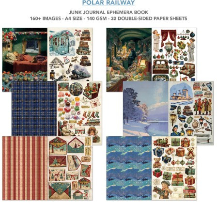 Ciao Bella Junk Journal Ephemera Book A4 - Polar Railway