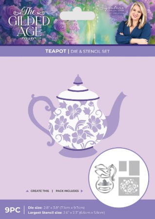 Crafter's Companion - Signature Collection by Sara Davies- The Gilded Age- Teapot Die & Stencil Set